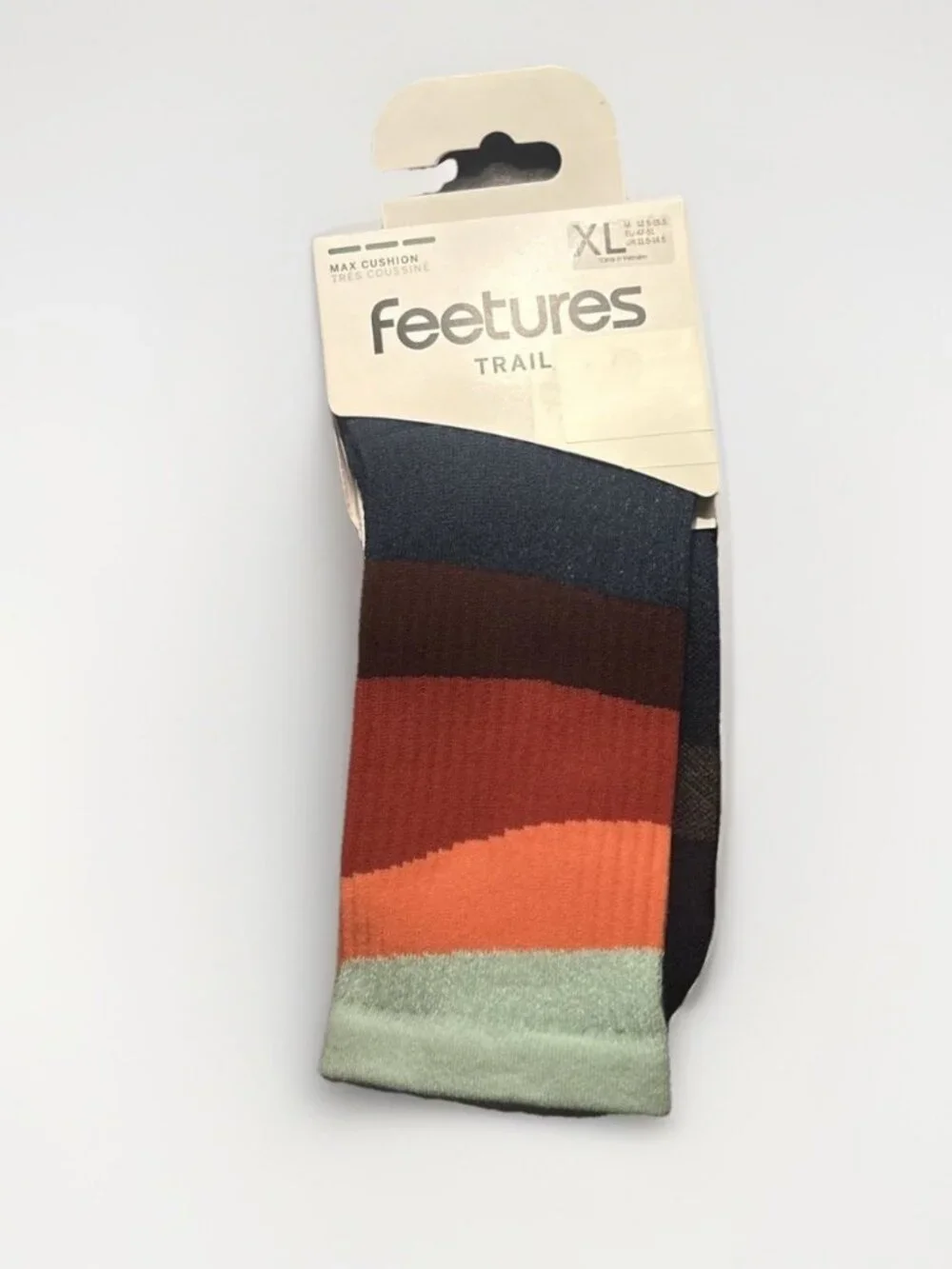 3 Pairs Feetures Socks Trail Max Cushion Mini-Crew Ascent Navy XL - Picture 3 of 11